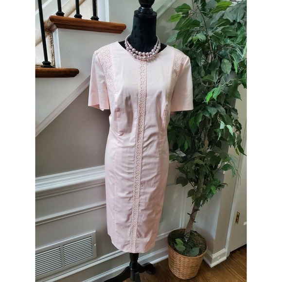 Bloomingdale's Basler Women's Pink Round Neck Short Sleeve Knee Length Dress - Picture 12 of 12